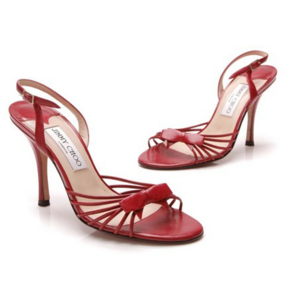 Jimmy choo red essentials bow sandals.